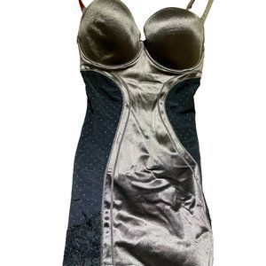 Scandale Lingerie Black Lace satin padded underwired Negligee nightgown bra 36DD